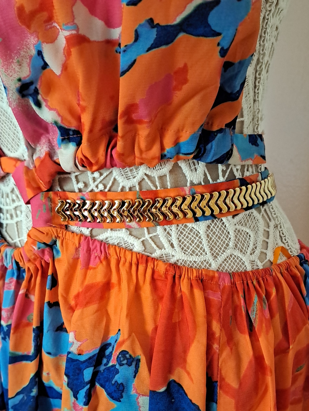 Luxxel Pink & Orange Floral Halter Maxi Dress - Picture 7 of 12